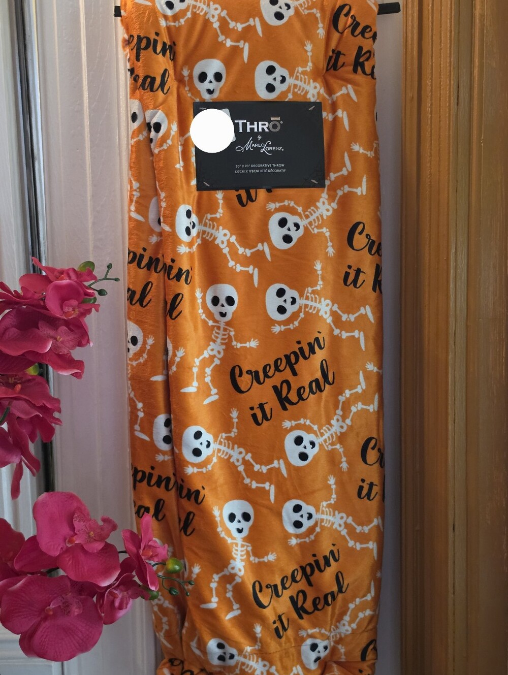 Marlo Lorenz Halloween Skeleton "Creepin It Real" Throw Blanket
